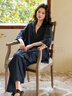 族瑪士夏季親膚全棉睡衣女2026新款純棉夏天中袖長(cháng)褲大碼春秋家居服套裝 S85180#中袖長(cháng)褲-條紋雅青藍 M 【建議80-120斤穿】尺碼偏大 曬單實(shí)拍圖