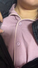 安之伴睡衣女春秋季純棉套裝長(cháng)褲家居服簡(jiǎn)約開(kāi)衫透氣休閑翻領(lǐng)長(cháng)袖女裝 灰紫紅(超柔軟5%氨綸有彈力) L 曬單實(shí)拍圖
