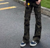 卡圖弛美式高街設計感迷彩褲子男秋季潮流復古直筒hiphop微喇工裝牛仔褲 迷彩 XL 【尺碼偏小，建議拍大一碼】 曬單實(shí)拍圖
