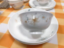 順祥骨瓷碗盤(pán)餐具套裝中式碗碟家用餐具整套陶瓷碗具釉中彩碗筷禮盒 繁花10人食46件套 曬單實(shí)拍圖