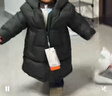 保姆鵝  【風(fēng)墻】?jì)和鸾q服寶寶中長(cháng)款護臉加厚外套保暖童裝[NG2664] 炭黑 100 曬單實(shí)拍圖