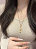 奢贊999足金古法小金魚(yú)吊墜女黃金福字轉運珠項鏈簡(jiǎn)約小黃魚(yú)編繩掛繩 克重多退少補 曬單實(shí)拍圖