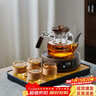 憶壺茶（YIHUTEA）玻璃煮茶壺2025新款電陶爐套裝家用多功能燒水養生壺大容量茶具 【煮茶7件套】透明壺+數顯木紋爐+4杯+茶盤(pán) 曬單實(shí)拍圖