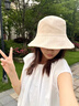 唐獅（TonLion）2026新款雙面漁夫帽子女春秋款盆帽防曬遮陽(yáng)帽夏季顯臉小時(shí)尚百搭 米白色 L 55-58CM 曬單實(shí)拍圖