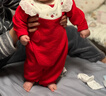 巴厘小豬女寶寶滿(mǎn)月百天衣服秋冬夾絲加厚保暖連體衣國風(fēng)新生兒嬰兒拜年服 牡丹紅 66cm 曬單實(shí)拍圖