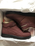 足力健老人鞋冬季保暖皮棉鞋加絨休閑鞋平底女鞋雪地靴 6314K酒紅41 曬單實(shí)拍圖