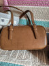 裘真復古腋下保齡球包女原創(chuàng  )小眾單肩斜跨植鞣頭層牛皮包包 大象灰 曬單實(shí)拍圖
