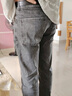 袋鼠（DAISHU）新款牛仔褲男士修身直筒男褲冬裝高端潮流百搭秋冬季加絨加厚褲子 H206煙灰色 【常規款】 2XL -32/腰圍2尺5建議125-145斤 曬單實(shí)拍圖