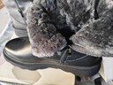 15MINS牛皮男靴羊毛冬季保暖雪地靴東北棉靴加絨休閑靴子男 E2087黑色43 曬單實(shí)拍圖