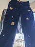 韓都衣舍【重工小熊刺繡】2025冬季高級感不易掉色加絨牛仔直筒闊腿褲 曬單實(shí)拍圖