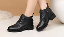 紅蜻蜓女靴牛皮冬季加絨保暖短靴百搭軟底輕便馬丁靴WLC459881C黑色37 曬單實(shí)拍圖