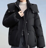 雪中飛短款羽絨服女2025冬新款連帽休閑加厚保暖90絨外套潮流黑色S 曬單實(shí)拍圖