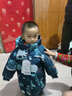 鴨鴨25新款冬裝男童中長(cháng)款羽絨服寶寶小童兒童印花加厚外套 藏青 100 曬單實(shí)拍圖