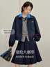 茵曼休閑翻領(lǐng)拉鏈夾克外套2025秋女裝新款百搭短款上衣 深藍色 M 曬單實(shí)拍圖