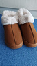 樸西包跟冬季御寒女士棉拖鞋室內保暖防滑麂皮絨可外穿 棕色 40-41 曬單實(shí)拍圖