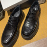 百麗褶皺商務(wù)皮鞋男牛皮厚底正裝鞋A1422AM4 黑色-單里 39 曬單實(shí)拍圖