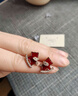 伊燦紅色蝴蝶結輕奢耳飾 馬上有錢(qián)本命年紅色水鉆耳釘 曬單實(shí)拍圖