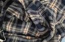 三彩2025秋季新款格紋襯衫寬松中長(cháng)款襯衣開(kāi)衫翻領(lǐng)休閑復古M 藏青色格紋 L 165/88A 曬單實(shí)拍圖