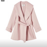 香影收腰雙面呢羊毛大衣女2025冬季新款中長(cháng)系帶斗篷粉色毛呢外套 淺粉 M 160/84A/95-110斤 曬單實(shí)拍圖