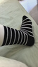 都市麗人5雙襪子女中筒襪秋冬季條紋純棉長(cháng)筒襪黑白冬天配鯊魚(yú)褲女士長(cháng)襪 曬單實(shí)拍圖