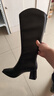 達芙妮尖頭粗跟長(cháng)筒靴女英倫風(fēng)時(shí)尚加絨不過(guò)膝百搭增高顯瘦長(cháng)靴 黑色39 曬單實(shí)拍圖