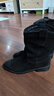拔佳時(shí)裝靴女2024冬牛剖皮西部復古中筒靴AXG64DZ4 黑色-絨里 38 曬單實(shí)拍圖