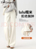 拉夏貝爾女士直筒加絨糯米褲秋冬2025新款高腰寬松闊腿褲子 月光白 L 曬單實(shí)拍圖