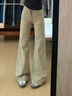 趣米樂(lè )美式卡其色潮流窄版牛仔褲女秋冬季新款辣妹低腰修身顯瘦微喇褲子 卡其色 L 曬單實(shí)拍圖