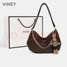 viney品牌單肩包包女包新款斜挎包大容量生日禮物送女友老婆 【咖啡色】高檔實(shí)用休閑腋下包 時(shí)尚輕奢百搭通勤托特包 曬單實(shí)拍圖