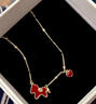 BJYL新年紅色滴油金邊小馬項鏈女輕奢高級感鎖骨鏈配飾氣質(zhì)毛衣鏈頸鏈 紅色金邊小馬項鏈 曬單實(shí)拍圖