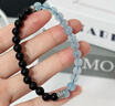 金石靈天然黑曜石海藍寶手串五行補水水晶手鏈轉運珠本命年生日禮物 曬單實(shí)拍圖