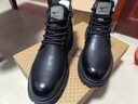 七匹狼（SEPTWOLVES）馬丁靴男款2026新款復古英倫風(fēng)雪地靴男士真皮高幫鞋休閑春季男鞋 黑色【加絨】 41 曬單實(shí)拍圖