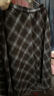 歐貝汐美拉德咖色格子半身裙女秋季新款氣質(zhì)不規則中長(cháng)裙大擺裙 咖色 L 曬單實(shí)拍圖
