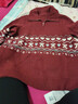 MsShe【費爾島提花翻領(lǐng)毛衣】大碼女裝2025冬裝胖mm寬松高彈上衣 B款-安可拉紅色現貨 2XL 曬單實(shí)拍圖