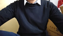 皮爾卡丹假兩件男式休閑襯衫領(lǐng)純色針織衫秋冬百搭中青年保暖圓領(lǐng)毛衣上衣 曬單實(shí)拍圖