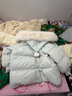 BLOVELAN雪落甜絨 甜美俏皮連帽90白鴨絨木耳邊羽絨服女保暖冬季 冰川藍（羽絨服+真白狐貍毛領(lǐng) S 曬單實(shí)拍圖