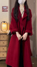 GARNUO紅色雙面羊毛大衣女秋冬季結婚訂婚禮服新娘敬酒服小個(gè)子毛呢外套 紅色 S 【85-110斤】 曬單實(shí)拍圖