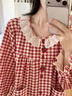 另約純棉紅色本命年睡衣女2026新款高級感格子春秋季全棉可外穿家居服 紅格草莓 XL 曬單實(shí)拍圖