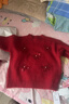 尚靜騏驥紅針織衫女25冬新女裝釘珠亮片含羊毛保暖蝴蝶裝飾毛衣女上衣 曬單實(shí)拍圖