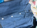 酷潮足跡純棉水洗牛仔復古長(cháng)袖襯衫男春秋季新款日系工裝外套純色百搭襯衣 深藍色 XL 建議125-140斤 曬單實(shí)拍圖