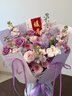 插畫(huà)情人節鮮花速遞紫玫瑰混搭花束表白送女友老婆生日全國同城配送 11朵紫玫瑰蝴蝶蘭混搭花束 曬單實(shí)拍圖