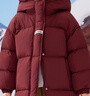 鴨鴨女童羽絨服中長(cháng)款新款2025加厚兒童90鴨絨外套韓版童裝羽絨服 酒紅色 120 曬單實(shí)拍圖