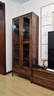 實(shí)木書(shū)柜三門(mén)書(shū)柜帶玻璃門(mén)落地家用防塵書(shū)架置物架客廳組合展示柜 胡桃色兩門(mén)書(shū)柜80長(cháng)/40寬/195高 曬單實(shí)拍圖