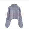 vnxifm歐美高領(lǐng)套頭短款麻花毛衣女秋冬新款慵懶風(fēng)寬松加厚針織毛衣 灰色 均碼 曬單實(shí)拍圖