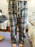 棉致加絨加厚高腰毛呢格子休閑直筒褲子女秋冬季小個(gè)子寬松顯瘦闊腿褲 A305藏青色【常規款加絨高品質(zhì)】 XL 120-135斤 曬單實(shí)拍圖