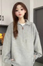 軟糯韓系灰色半拉鏈毛衣女秋冬季加厚寬松慵懶風(fēng)高級感針織衫上衣 灰色 L 曬單實(shí)拍圖