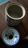 汝窯茶渣缸家用大號帶蓋防飛灰茶盂茶洗茶道配件茶水桶陶瓷儲水罐 汝窯纏枝蓮茶渣缸-大號 曬單實(shí)拍圖