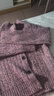 三彩2025冬季新款針織衫立領(lǐng)寬松落肩袖開(kāi)衫外套保暖上衣復古M 李子紫 M 160/84A 曬單實(shí)拍圖