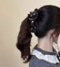復古小花蝴蝶結扎頭發(fā)夾女氣質(zhì)新款蓬松高馬尾香蕉夾發(fā)量多豎夾子 黑灰色【夾長(cháng)約13cm】 曬單實(shí)拍圖