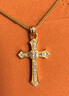 老鋪黃金古法手工足金項鏈·十字架1號鉆飾吊墜（金鏈款） 中號金重約13.8g 曬單實(shí)拍圖